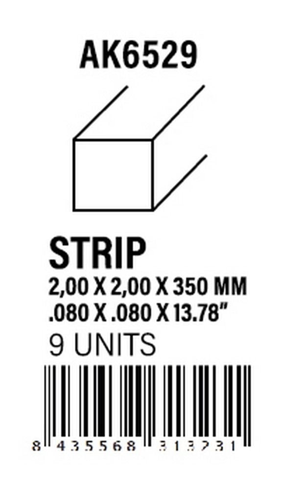 Strips 2.00 x 2.00 x 350mm - Styrene Strip