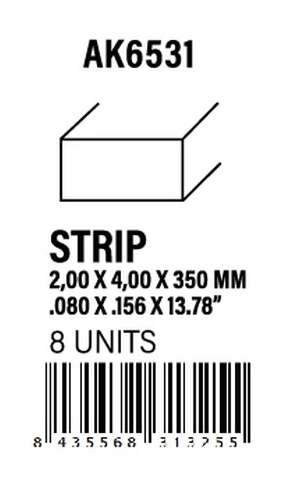 Strips 2.00 x 4.00 x 350mm - Styrene Strip