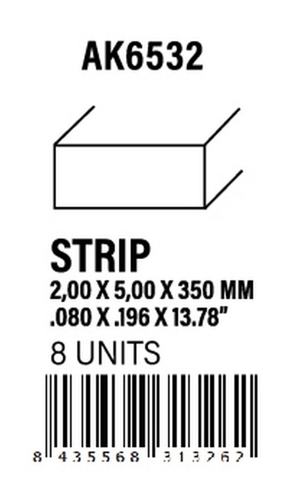Strips 2.00 x 5.00 x 350mm - Styrene Strip