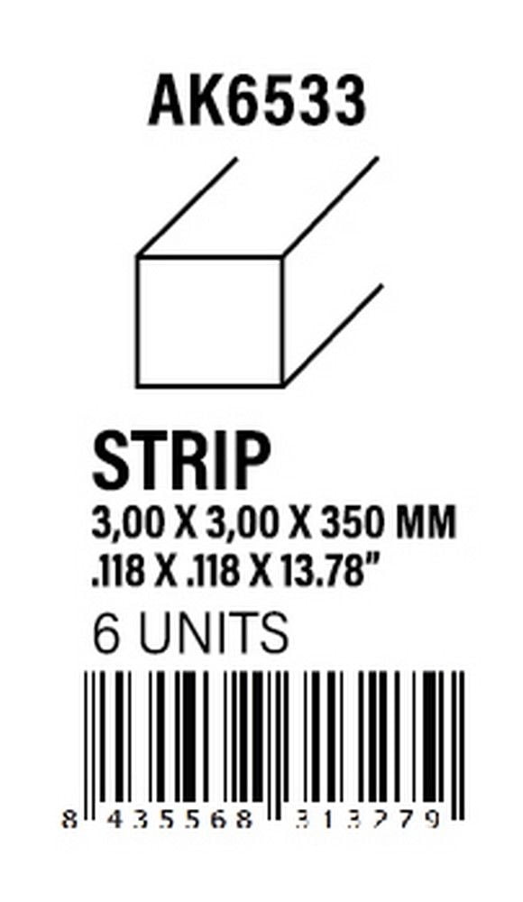 Strips 3.00 x 3.00 x 350mm - Styrene Strip