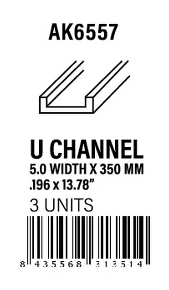 U Channel 5.0 width x 350mm - Styrene Strip