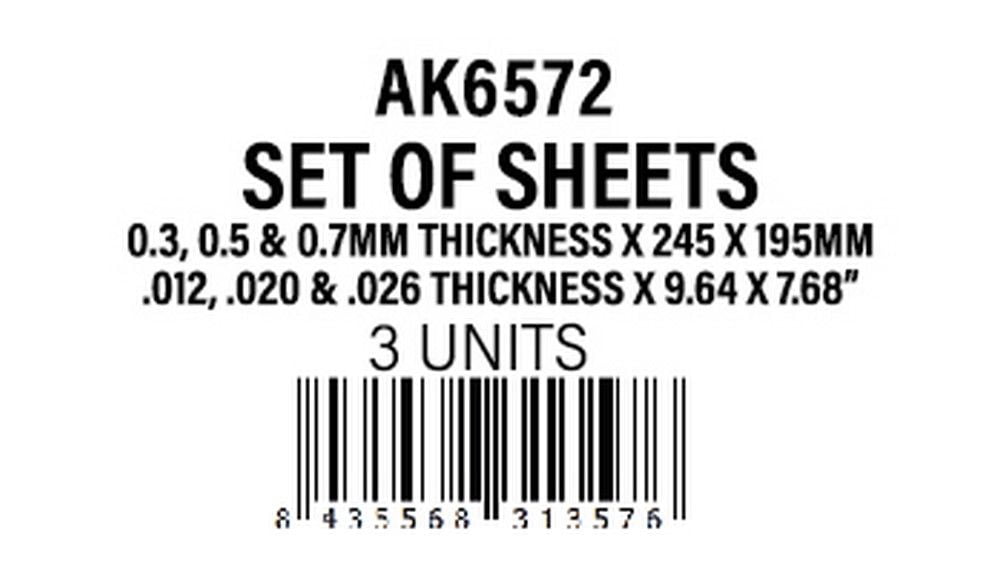 0.25mm thickness x 245 x 195mm - Styrene Sheet