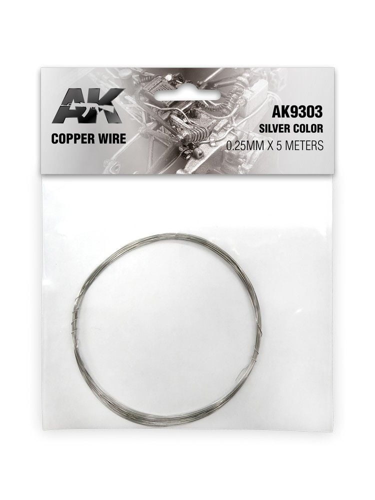 AK Accessories: Copper Wire 0.25mm X 5 Meters Silver Color