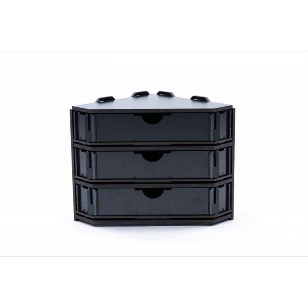 Black Paint Rack: End Piece With Drawers