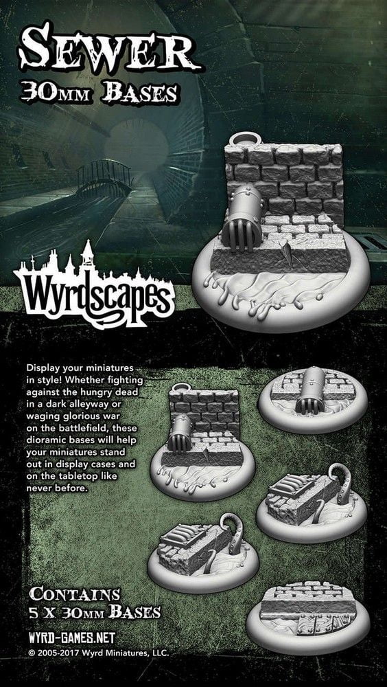 Wyrdscapes Sewer 30mm Bases - 5 Pack